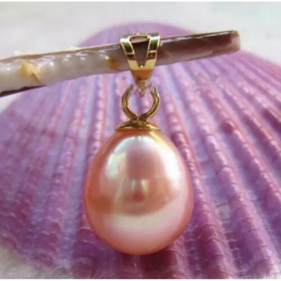 Jewelry - 14K Solid REAL Pink South Sea Pearl Pendant Necklace